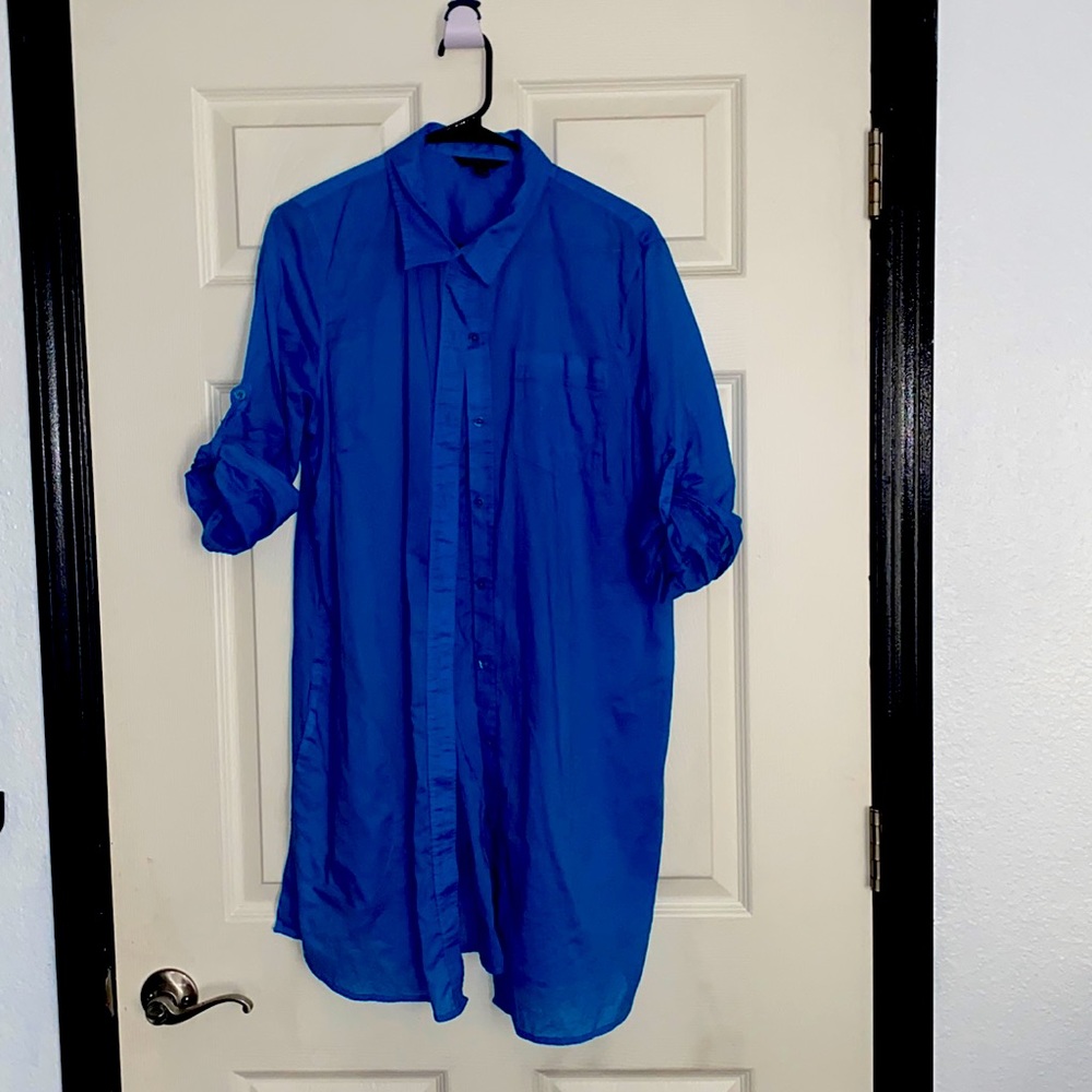 Large blue dress shirt unisex